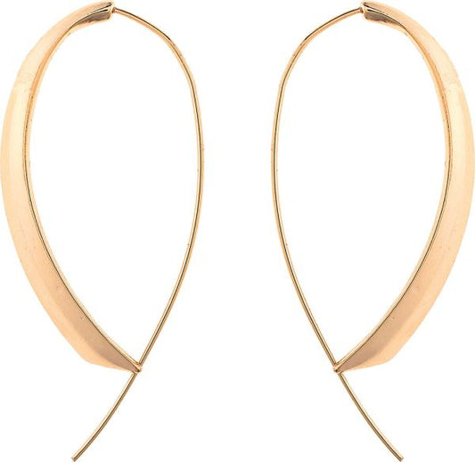 RAIN LONG WIRE ARC EARRINGS-GOLD