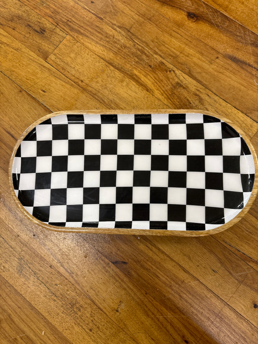 OVAL BLK/WHITE TRIVET