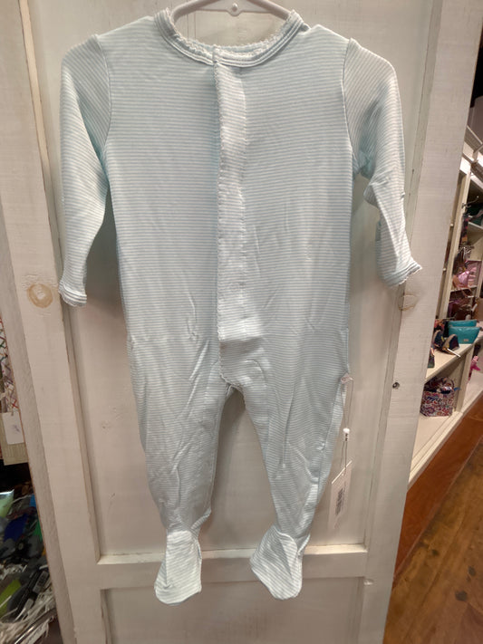 BEI BEI SNAP ROMPER -STRIPE BREEZY BLUE 3-6