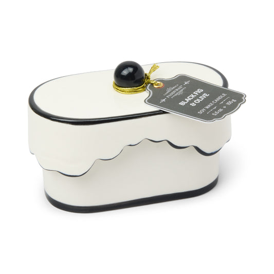 PADDYWAX PORCELAIN DISH -BLACK  ACCENTS-BLK FIG/OLIVE