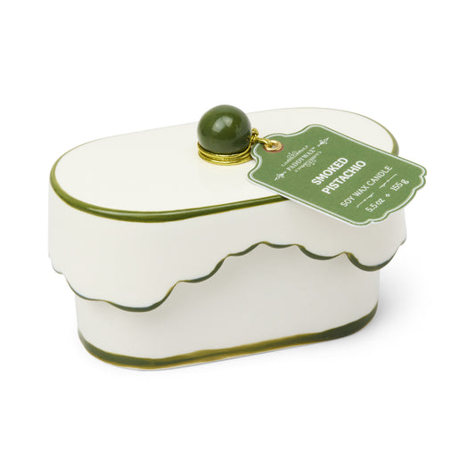 PADDYWAX PORCELAIN DISH -GREEN  ACCENTS-SMOKED PISTACHIO