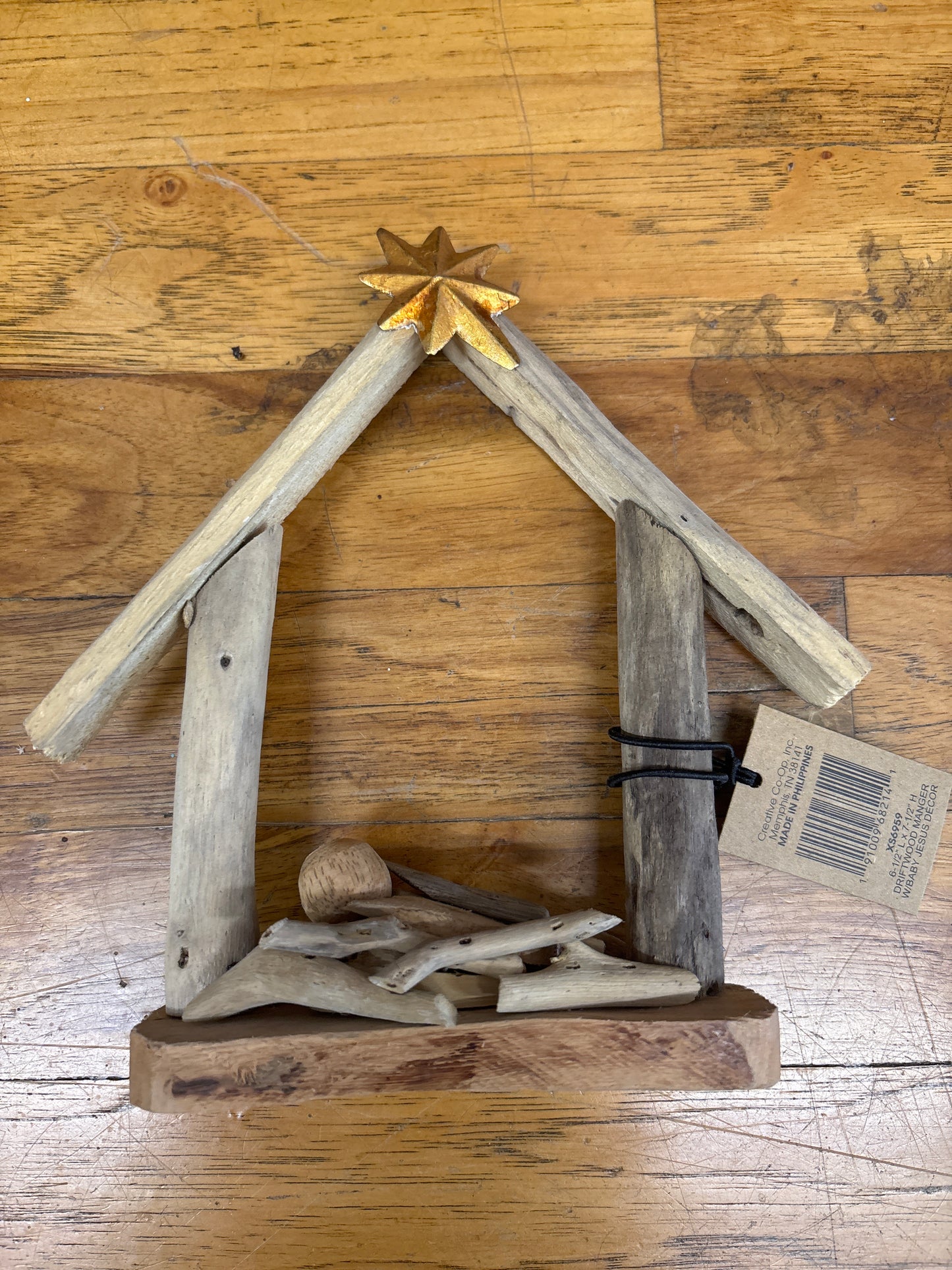 6 1/2"L X 7 1/2"H DRIFTWOOD MANGER W/BABY JESUS