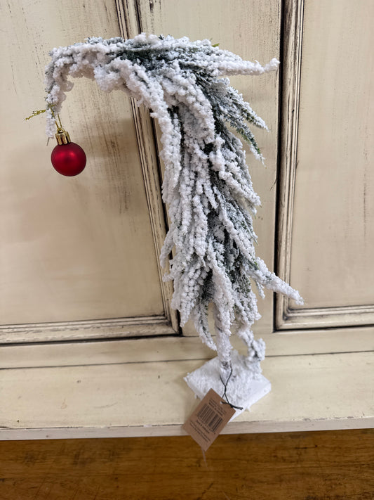 14" H FAUX LEANING TREE W/RED BALL