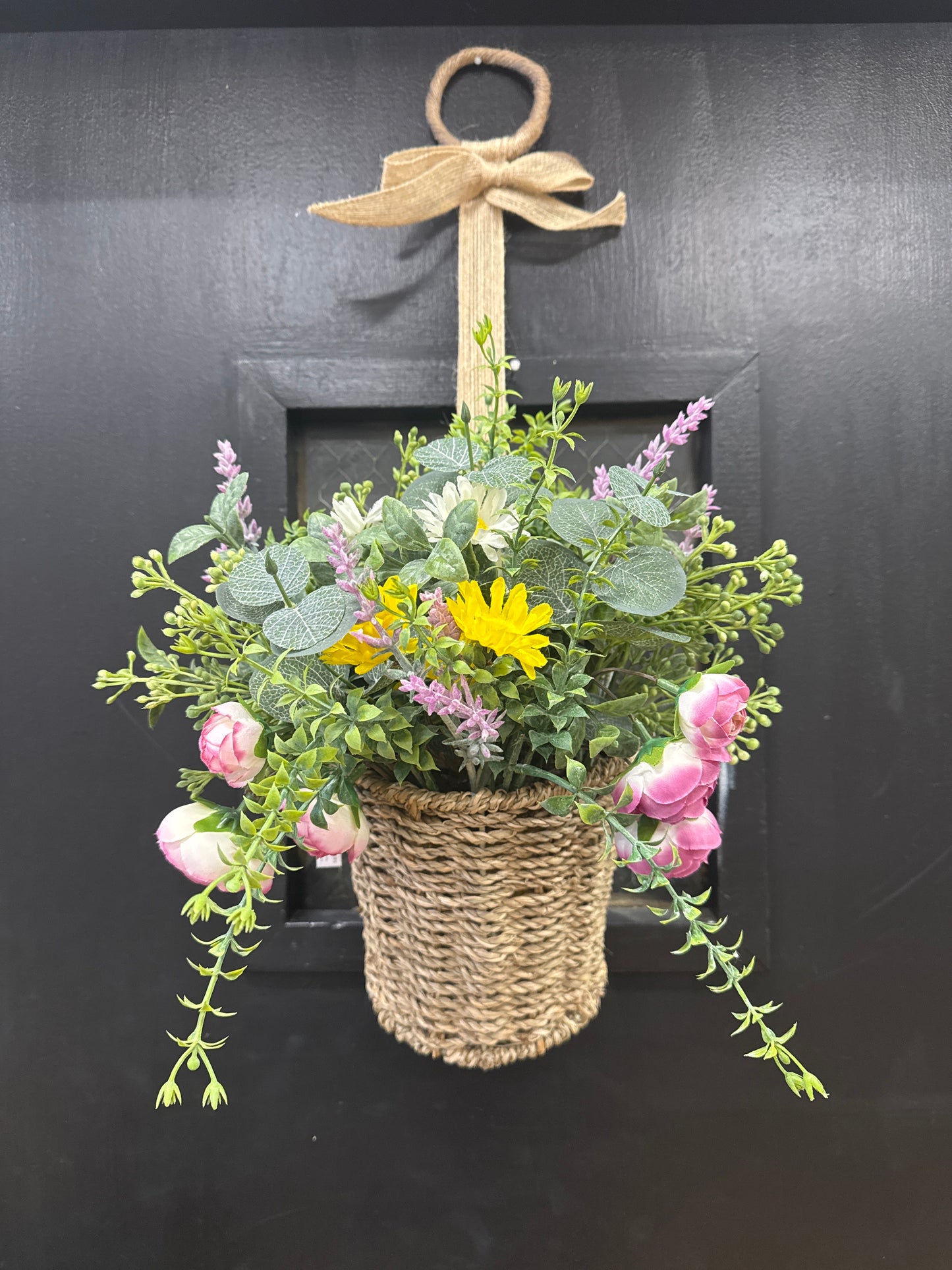 SILKCRAFT HANGING BASKET W/ COLOR FLORALS