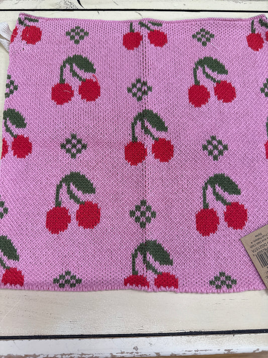 COTTON DISH CLOTH W/FRUITS-PINK CHERRIES