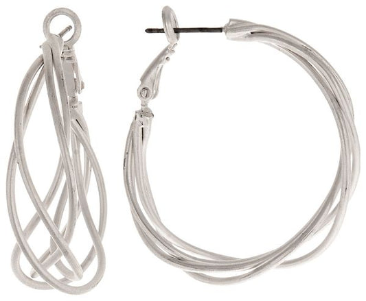 RAIN-WOVEN WIRE HOOP EARRINGS-SILVER