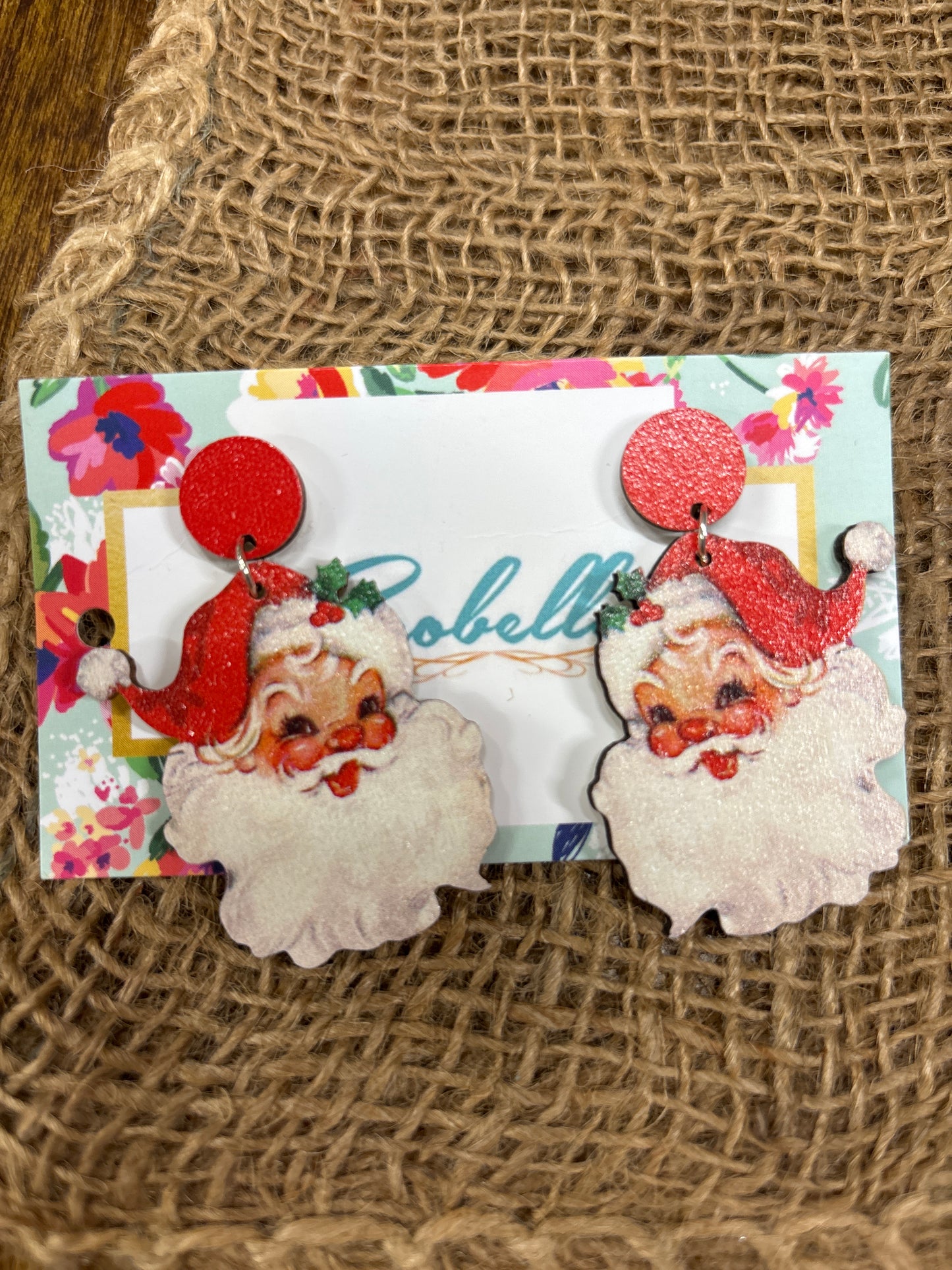 SANTA EARRINGS-WOODEN