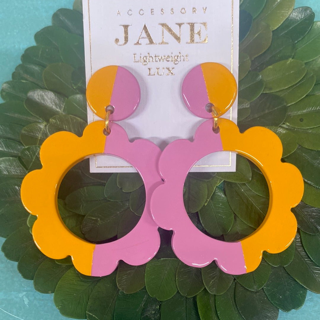 ACCESSORY JANE EARRI-FLOWER/PK/ORANGE