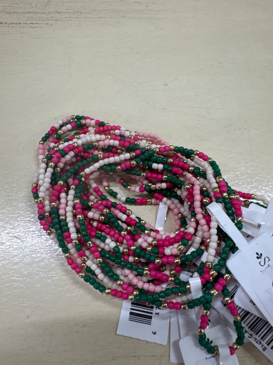 SPLENDID IRIS-2MM -SEED BEAD -GR/PK/WH BRACELET