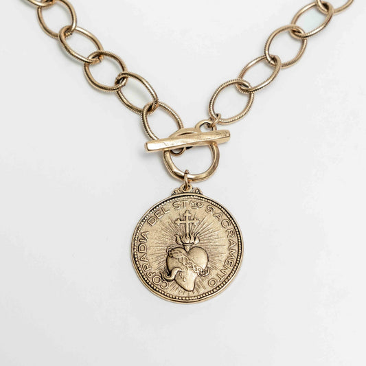 COASTAL GRIT-ANT. SACRED COIN NECKLACE