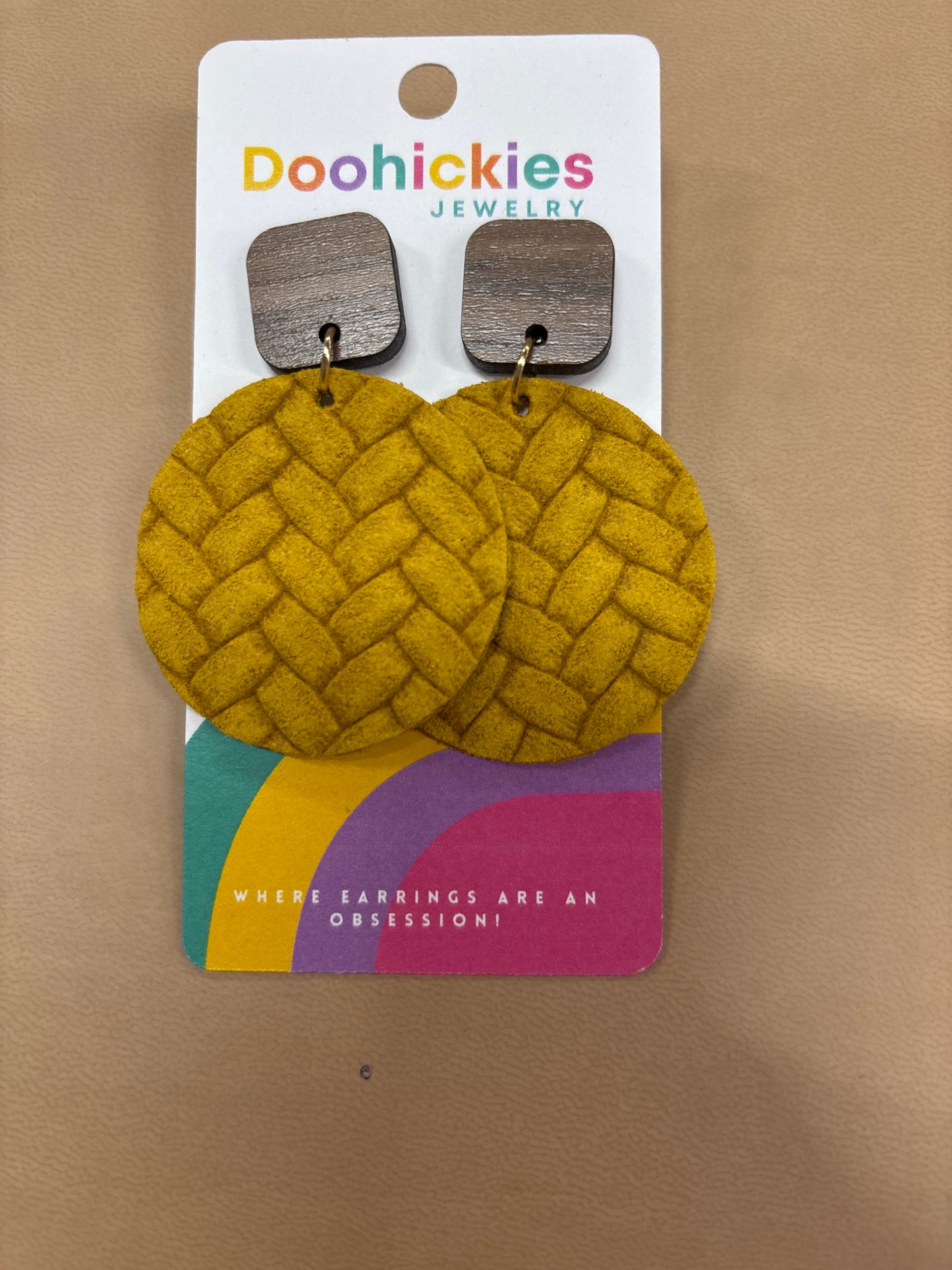DOOHICKIE- WALNUT & BOLD FALL BOX BRAIDED EARRINGS