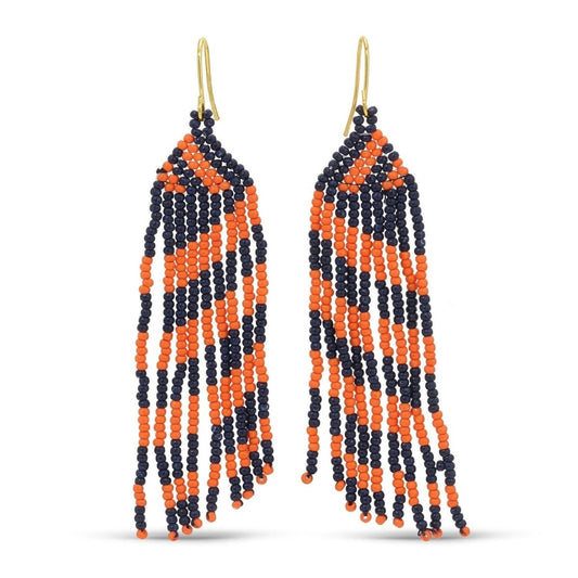 SPLENDID IRIS - LONG BEADED EARRINGS BLU/OR/GOLD