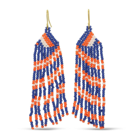 SPLENDID IRIS-LONG BEADED EARRING BL/OR/GO