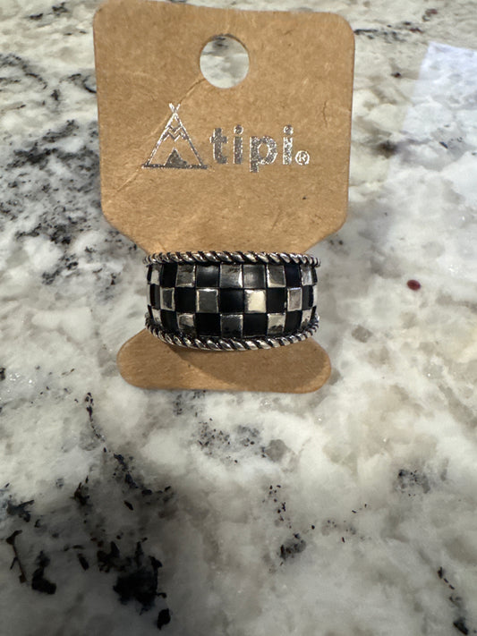 TIPI CHECKERED RING-ADJUSTABLE