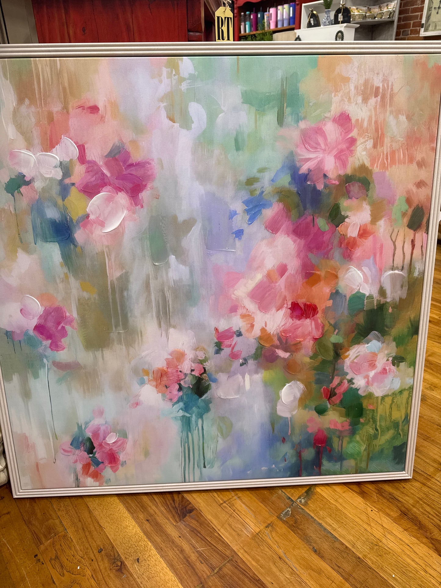 35 X 35 BRIGHT COLORED PICTURE W/ IVORY FRAME