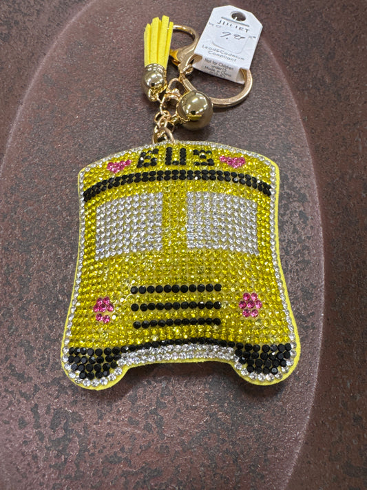 PUFF GLITTER KEY CHAIN-SCHOOL BUS