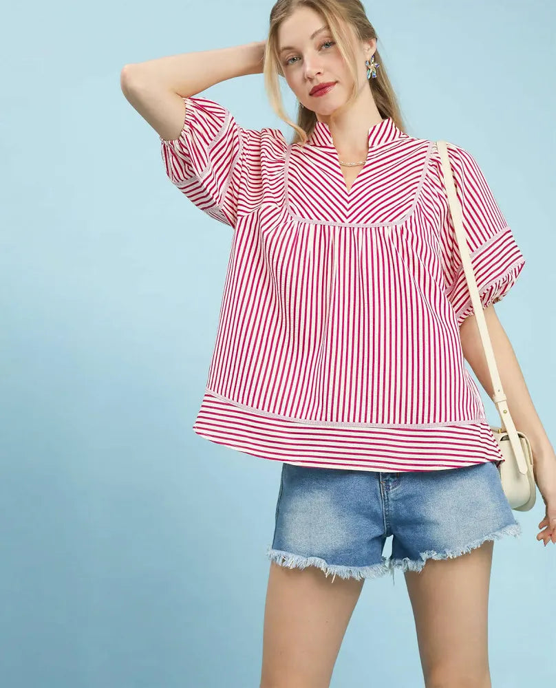 UMGEE RED/WHITE STRIPE TOP