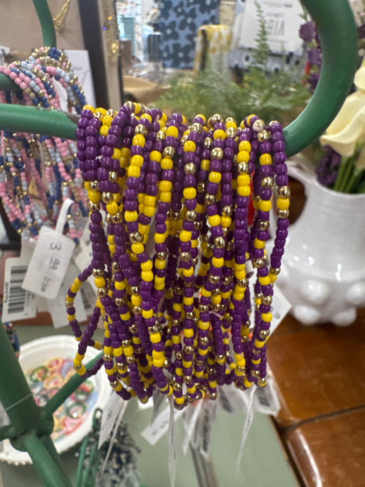 SPLENDID IRIS-2MM -SEED BEAD PURPLE/GOLD BRACELET
