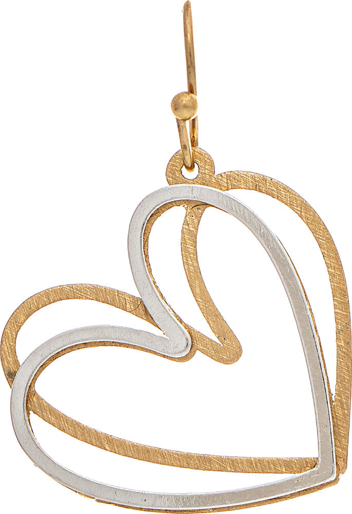 RAIN-BRASS LAYERED OPEN HEART EARRINGS-TT