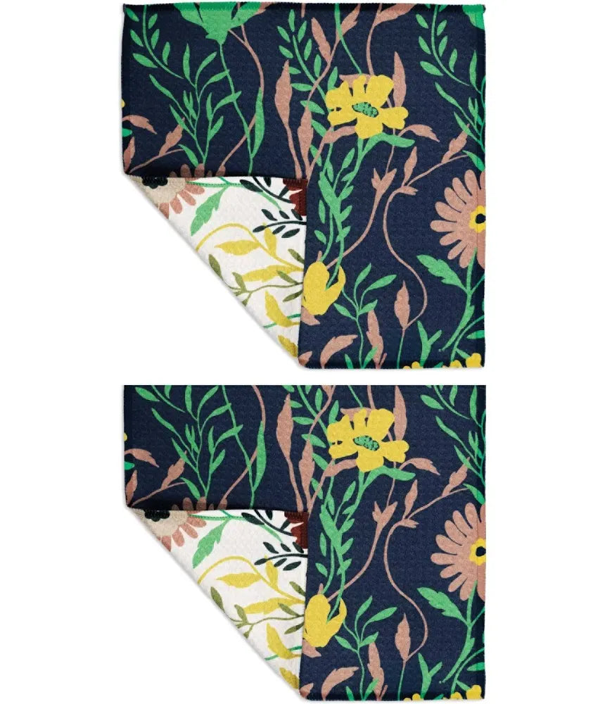 MU KITCHEN VIBE SET OF 2 DISH CLOTHS-VINE FLORAL