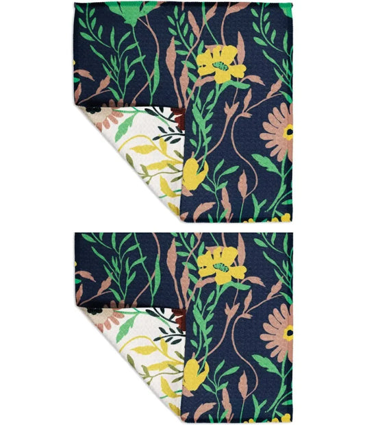 MU KITCHEN VIBE SET OF 2 DISH CLOTHS-VINE FLORAL