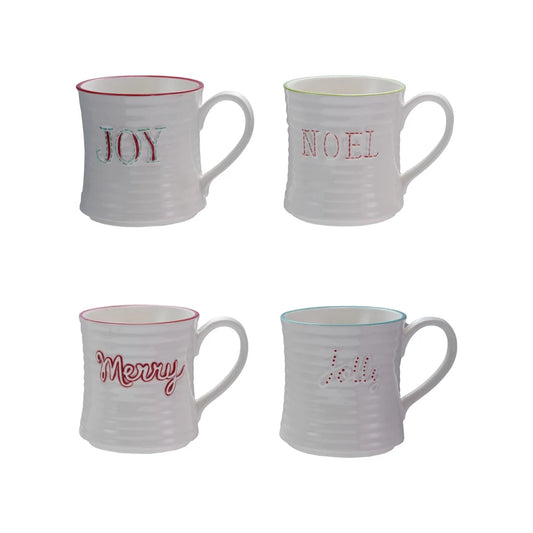 3 1/2"RND X 3 3/4" H STONEWARE MUG 4 STYLES