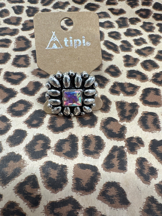 TIPI SQUARE SILVER ADJ RING