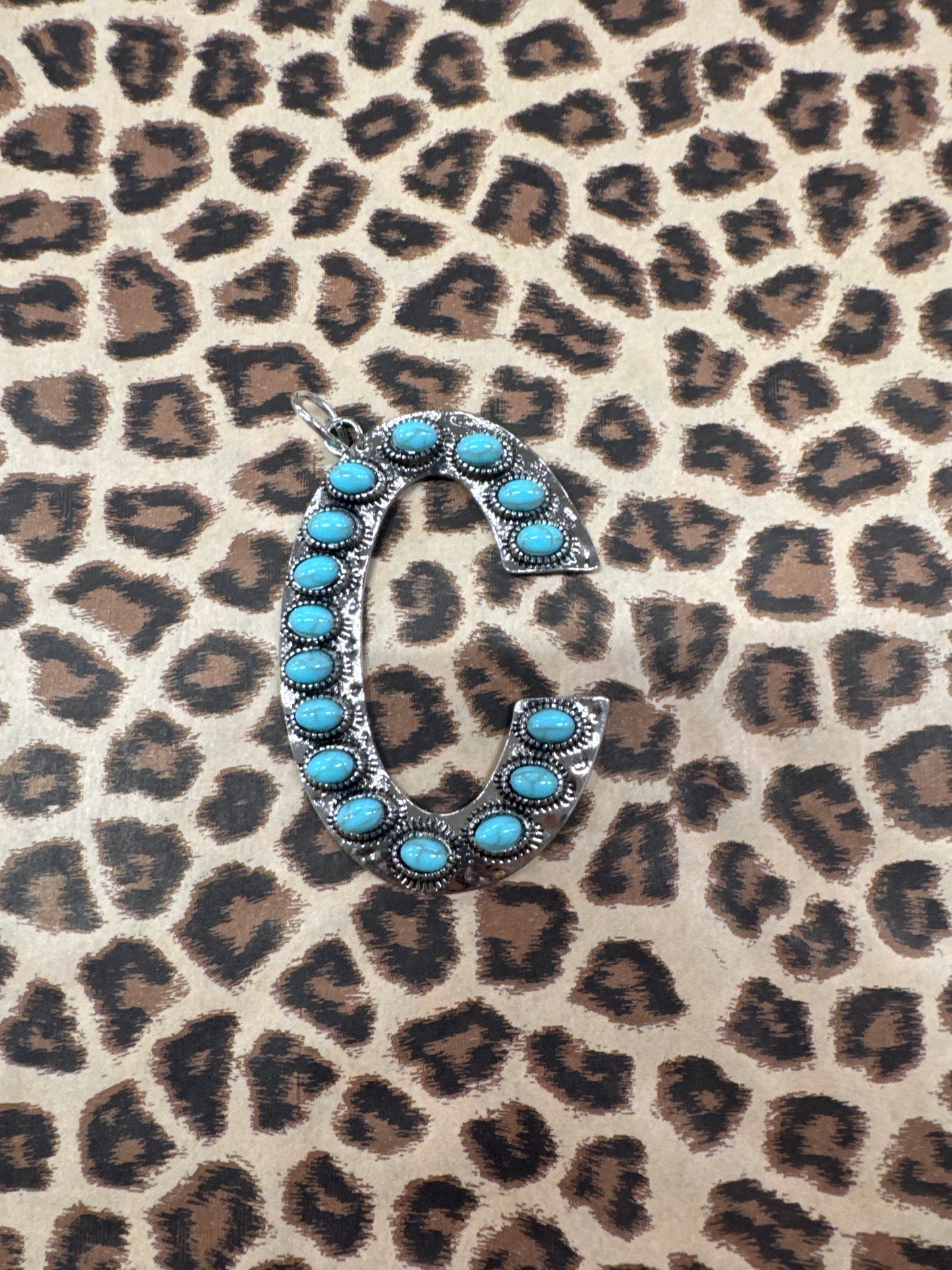 SILVER TURQ INITIL CHARMS