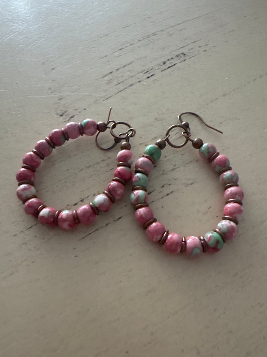 TR PINK BEADED EARRINGS