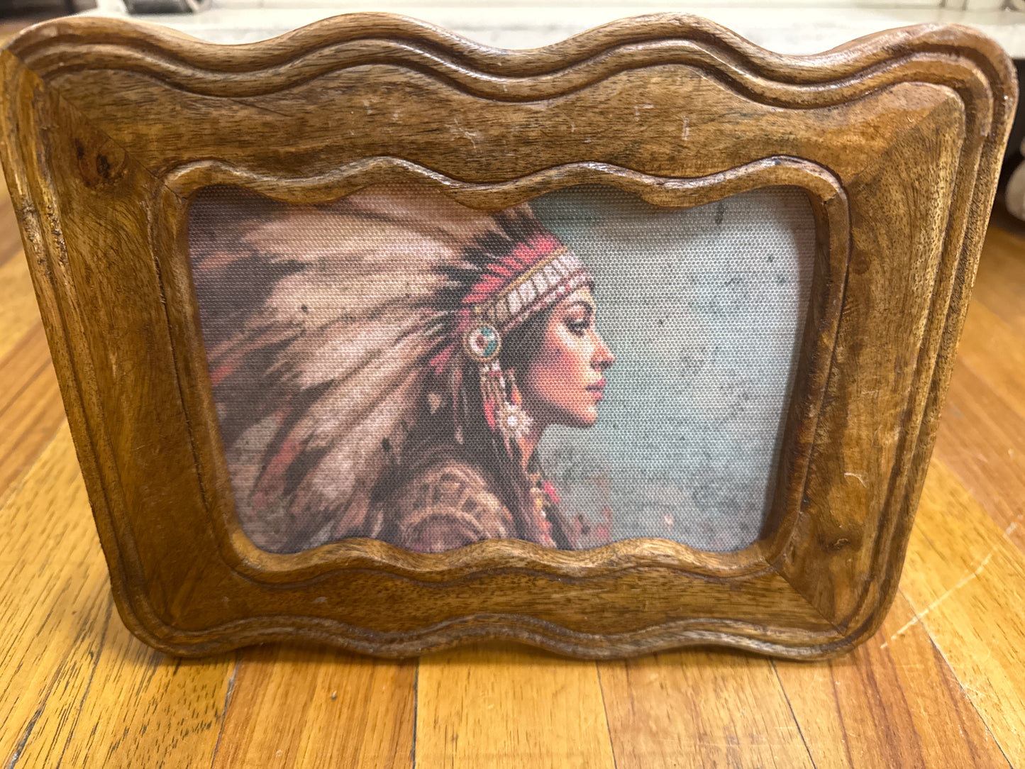 5X7 BROWN FRAMED  INDIAN PICTURE