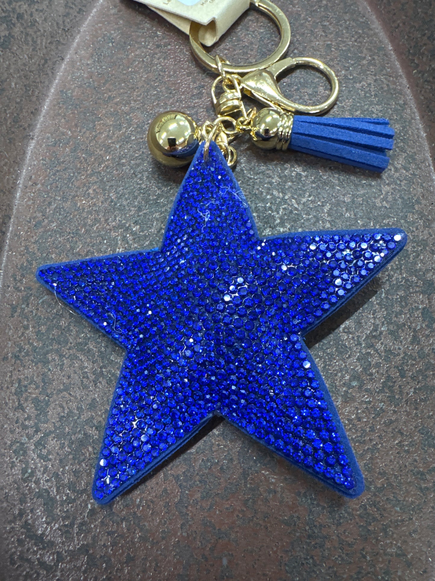 PUFF GLITTER KEY CHAIN-BLUE STAR