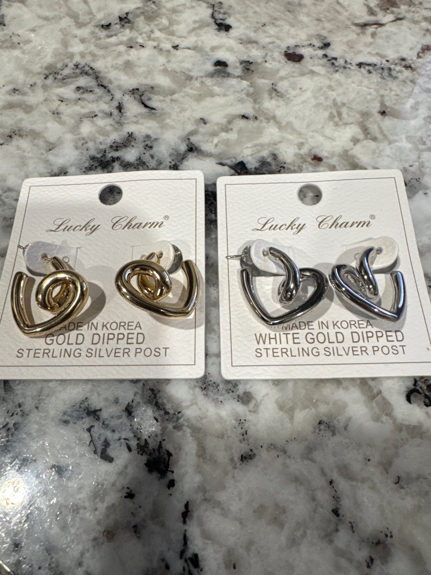 LUCKY CHARM TWISTED HEART EARRINGS