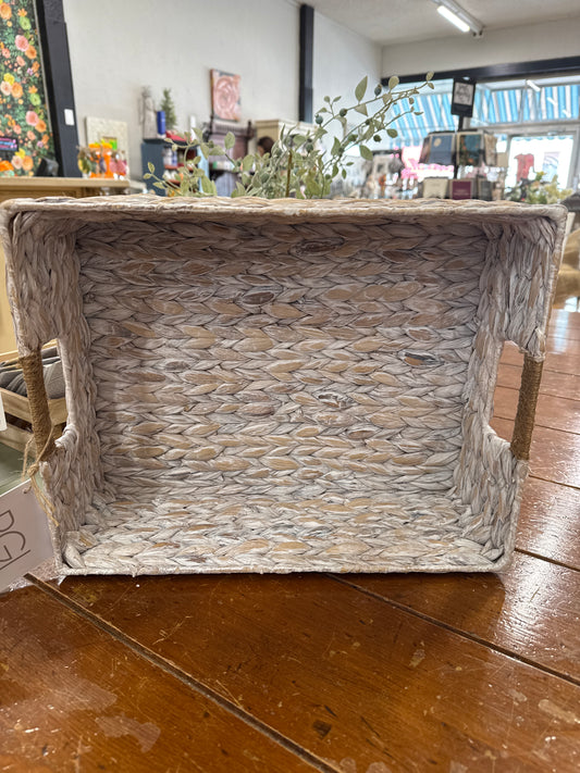 RGI WHITE  RECTANGULAR WICKER BASKET