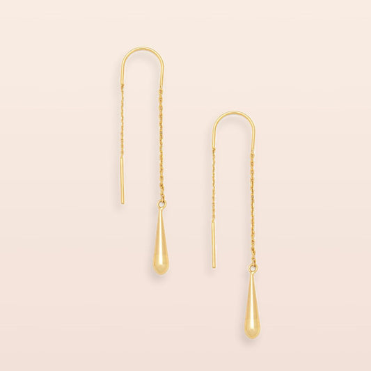 SCOUT-REFINED EARRING-TEARDROP THREADER/GOLD VERMEIL
