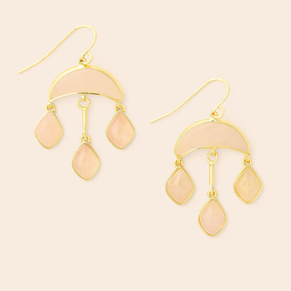 SCOUT CRESCENT DROP-ROSE QUARTZ-GOLD