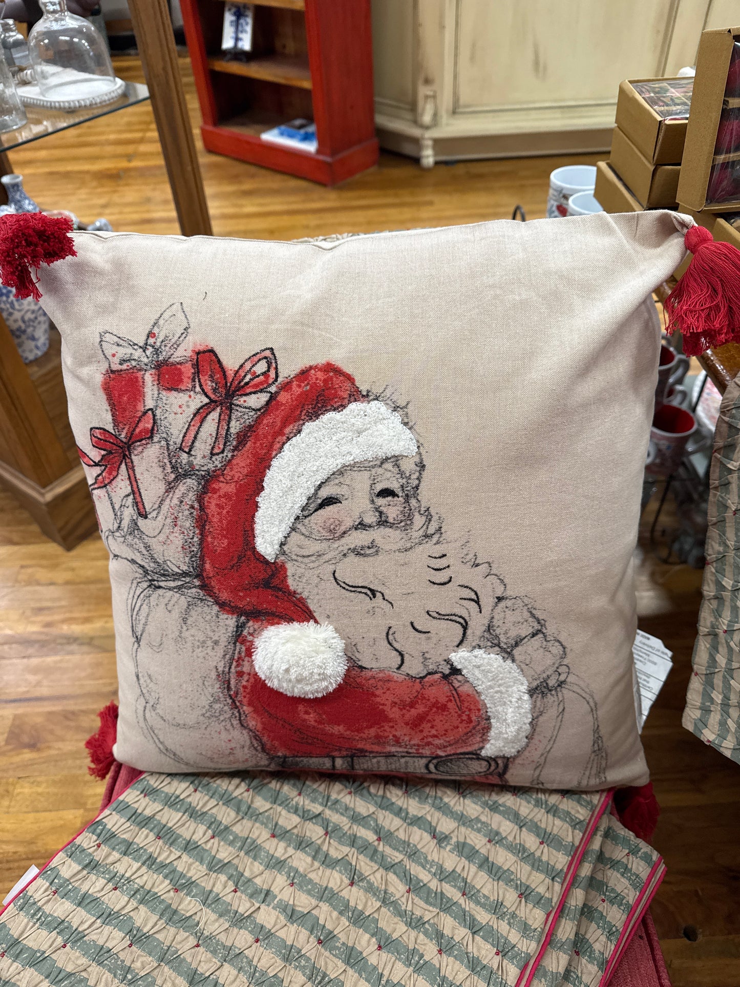 20" SQUARE PILLOW W/SANTA IMAGE