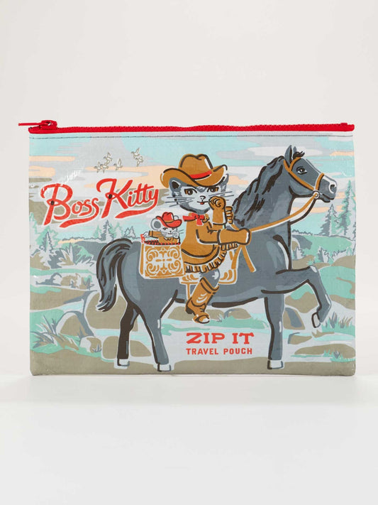 BLUE Q ZIPPER POUCH-BOSS KITTY
