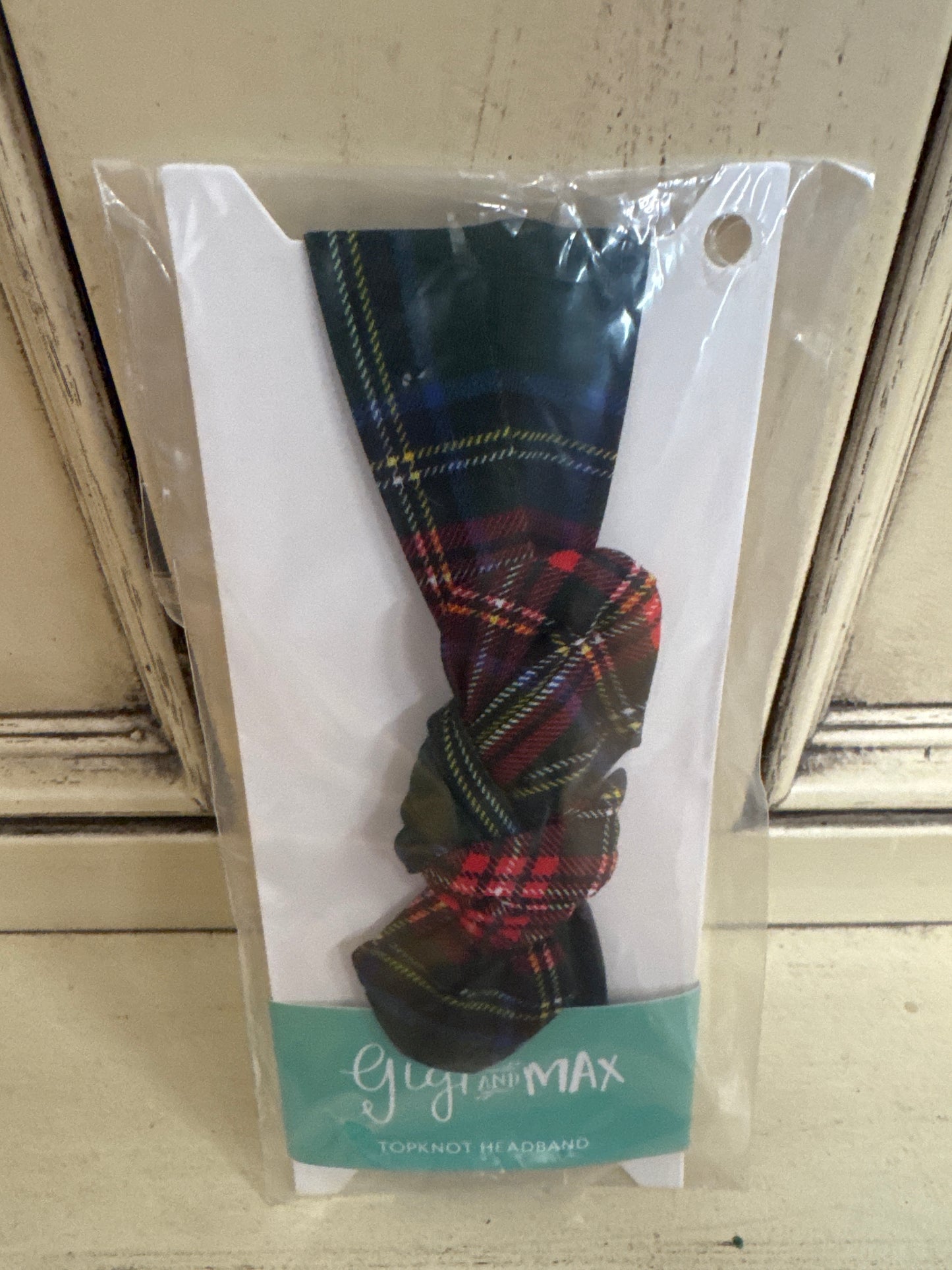 GIGI & MAX TOPKNOT HEADBAND-KANE TARTAN