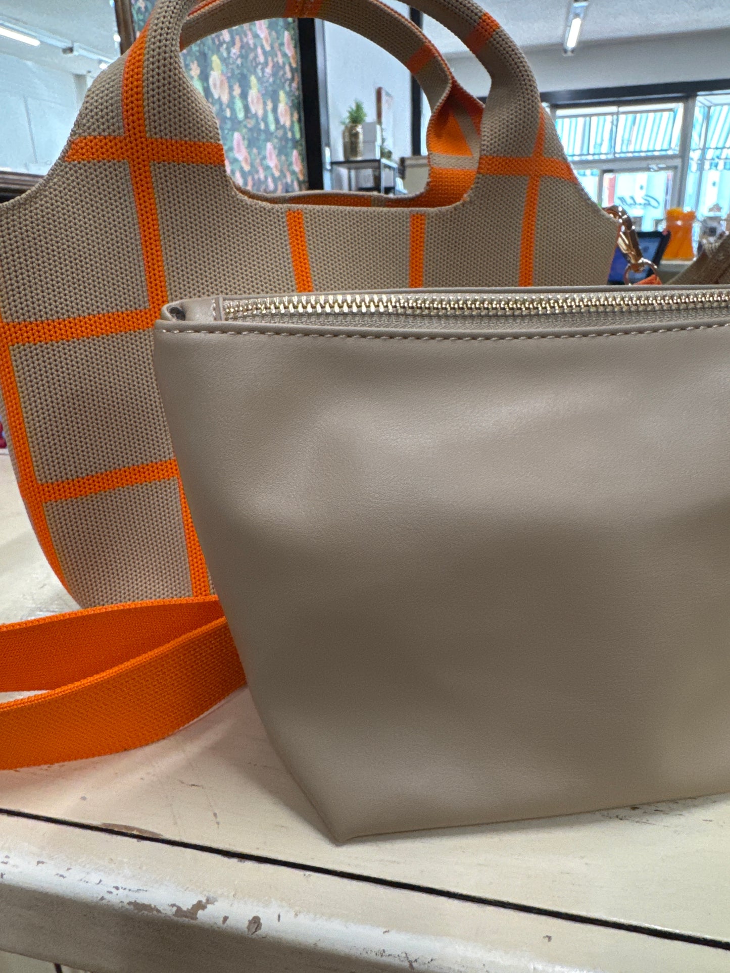 SHIRALEAH-ROBBIE MINI TOTE-TAN/ORANGE
