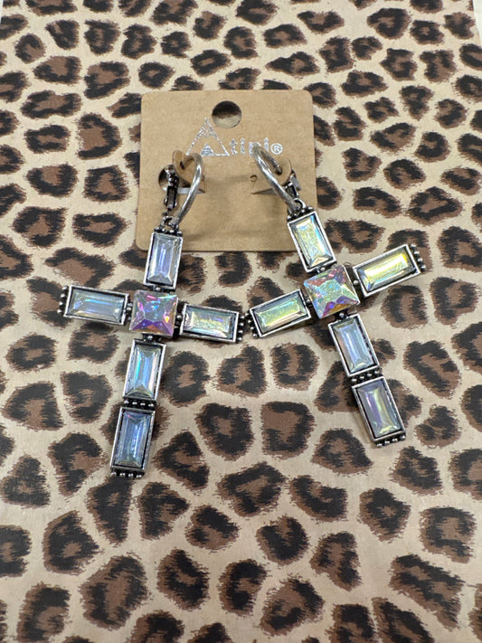 TIPI CLEAR CROSS EARRINGS