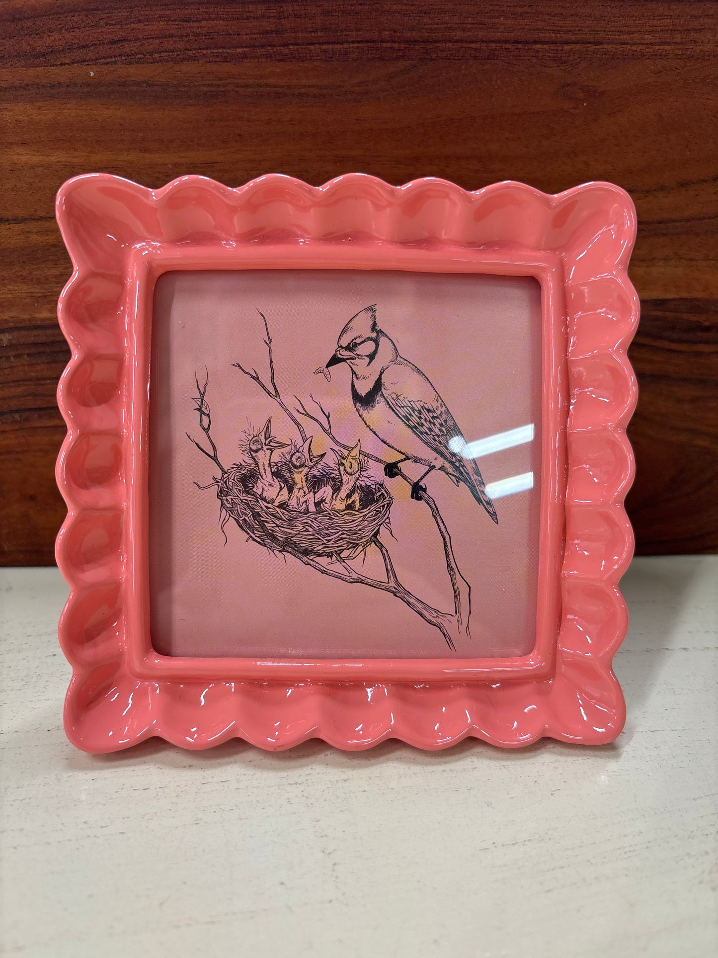 5 1/4 SQUARE RESIN PHOTO FRAME-CORAL