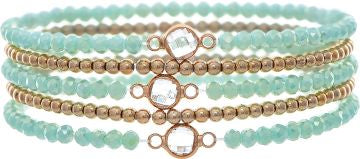 RAIN G MINT GLASS BEADS 5 PC BR SET