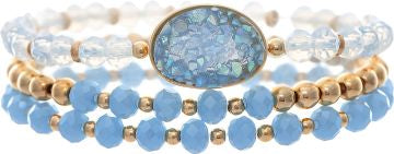 RAIN G BL GLASS BEAD DRUZY BR SET