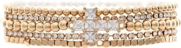 RAIN G CRYSTAL CROSS BEAD STRETCH BR SET