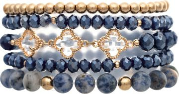 RAIN GOLD MIX BEAD SODALITE CLOERS BR SET