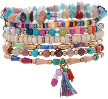 RAIN G M BEAD STONE MIX 7 PC BR SET
