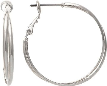 RAIN-LEVERBACK DOUBLE HOOP EARRINGS-SILVER