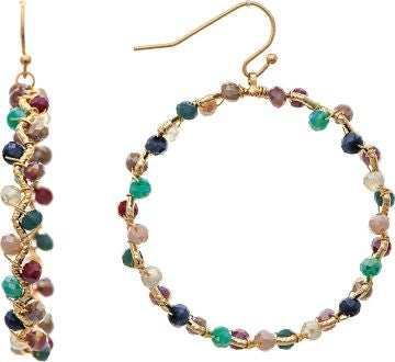 RAIN-BEAD WRAP CIRCLE EARRING-MULTI