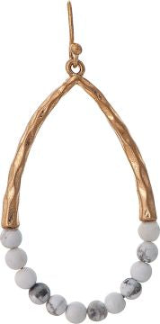 RAIN GOLD WHITE HOWLITE BEAD TEARDROP ER