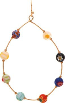 RAIN-TEARDROP MILLEFIORI BEAD EARRING